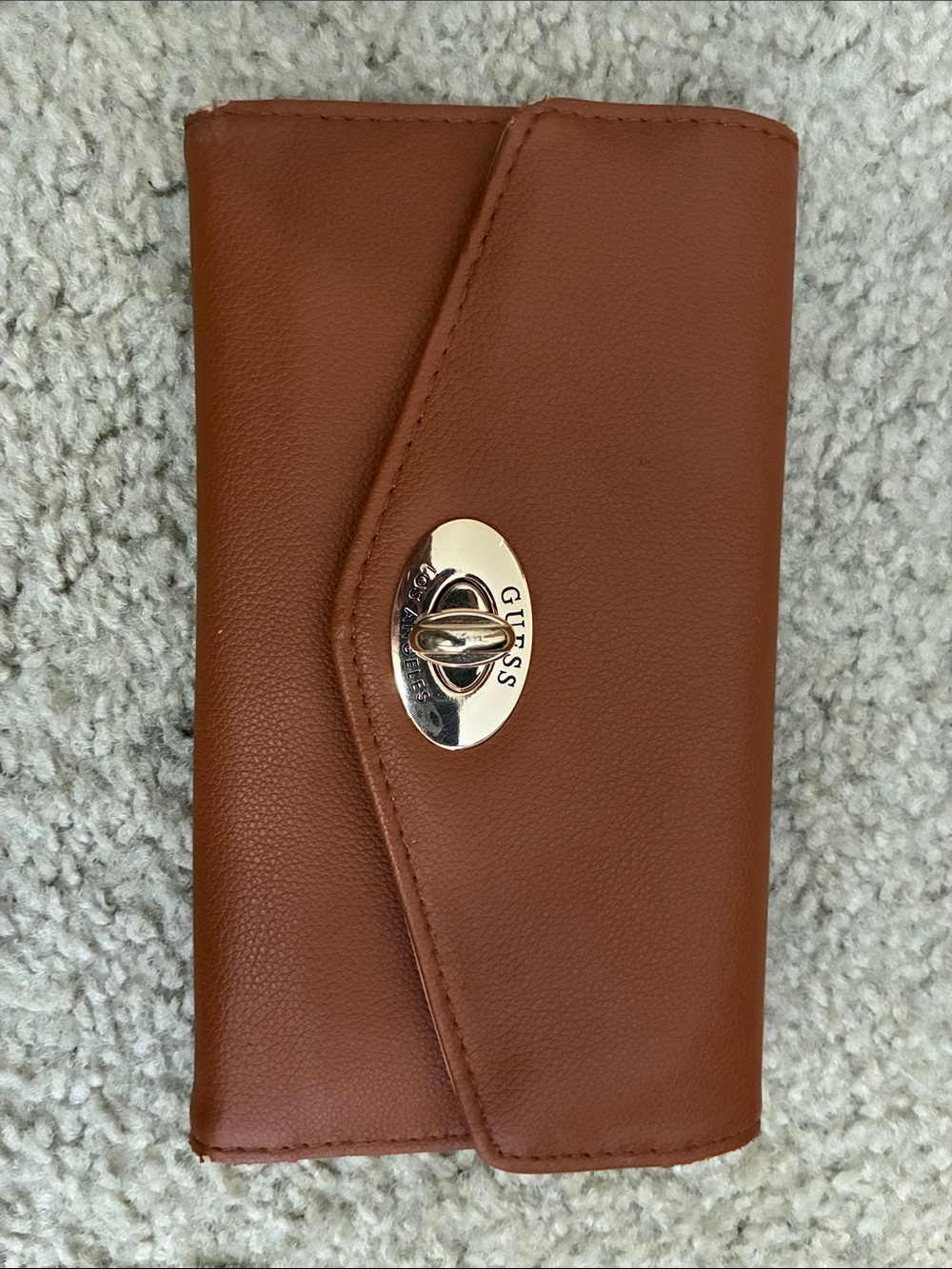 GUESS Brown Fold-Over Turn-Lock Wallet